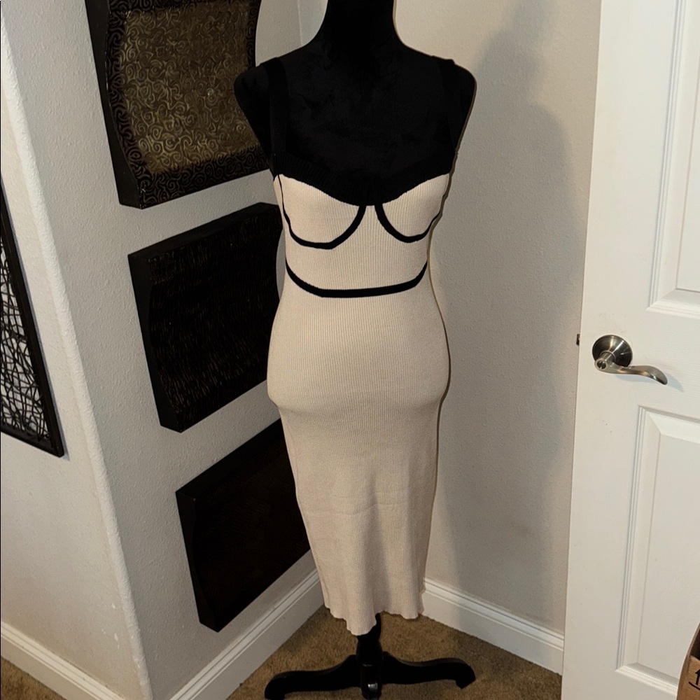 Elegant Black and Cream Dress